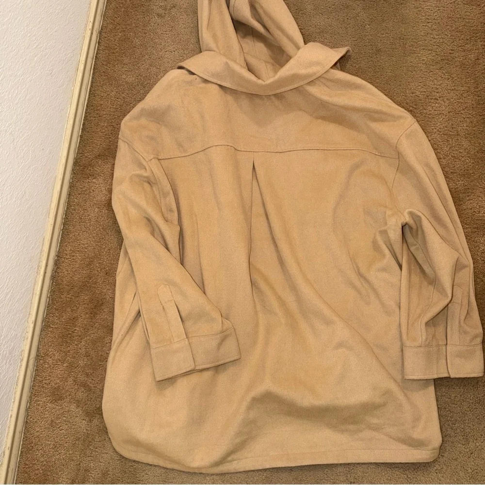ASOS Design Curve Beige Oversized Hooded Shacket‎ Jacket - Women's Neutral Coat